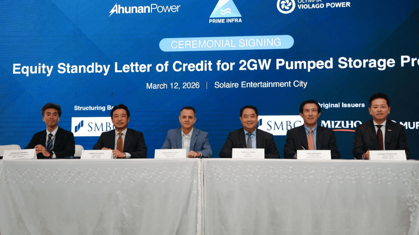 Prime Infra secures PHP 273 billion financing for 2-GW pumped storage projects